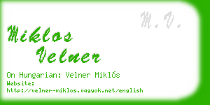 miklos velner business card
